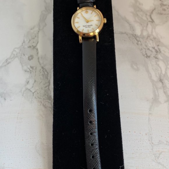 Kate Spade Mother of Pearl Black Leather Watch - Picture 3 of 6
